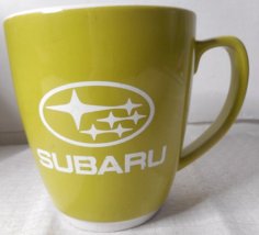 Subaru Dealership 20oz Ceramic Coffee Mug Cup Lime Green White 4 1/2&quot; - £11.04 GBP