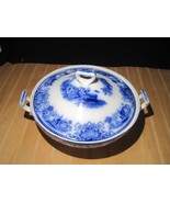 Antique W.H. Grindley Flow Blue Lidded Soup Tureen &quot;Shanghai&quot; Pattern - £93.57 GBP