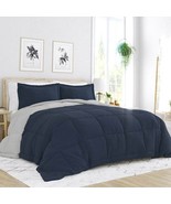 Full/Queen 3-Piece Microfiber Reversible Comforter Set in Navy Blue and ... - $139.99