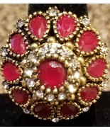Hurrem Sultan ~ Turkish Gold-Tone Ring with Gemstones ~ Size 10 ~ Jewelry - $35.11 CAD