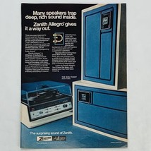 Vintage 1970&#39;s Zenith Allegro Print Ad  Bon Vivant Model E586X Stereo 8&quot; x 11&quot; - £5.24 GBP