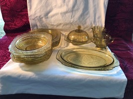 LOT 39 pcs Vintage Amber Madrid Recollections Dinnerware Plates Platters Bowls  - $99.99