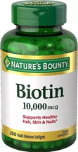 Nature&#39;s Bounty Biotin 10,000 mcg, 250 Rapid Release Softgels - £26.37 GBP