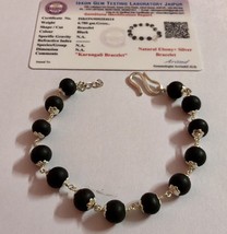 Certifié Lab + Argent 925 + Perles Originales en Ébène de 8 mm Bracelet... - £24.89 GBP