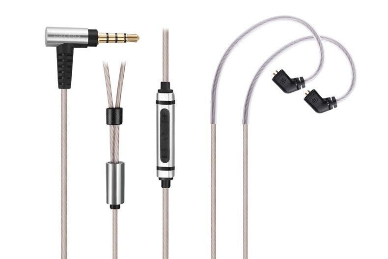 New!!  0.78mm CIEM Silver Plated Upgrade Audio Cable With mic For qdc connectors