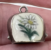 Antique Vintage German 800 Silver Enamel Edelweiss Cow Bell w Clapper Ch... - $525.58 MXN