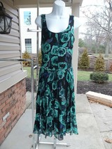 Nwt Donna Morgan Fab Black&amp;Green Floral Print Dress 6 - $29.99