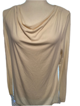 TALBOTS LADY&#39;S BLOUSE MEDIUM CREAM  GATHERED AT NECK LONG SLEEVE   B3 - £17.86 GBP