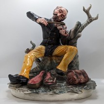 Large Victorian Staffordshire Figurine of a Man Playing Violin, Antique - $95.07