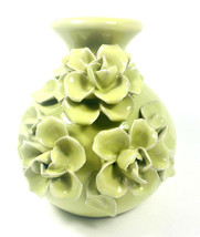Midwest-CBK  Floral and Fauna Ceramic Celedon Floral Vase 6.25 in high - £13.83 GBP