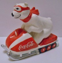Coca Cola Polar Bear Snowmobiling Porcelain Statue Ornament 1995 Enesco - £27.64 GBP