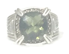 Vintage Green Ring Sterling Silver Ring Boho Women Band Size 5.50  Chunky - £30.85 GBP