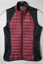 Eddie Bauer Women M Burgundy Black Quilted Polyester Fill Full Zip Outdoor Vest - £34.63 GBP