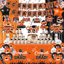 Orange Black Graduation Party Decoration 2023,Class of 2023 Graduation Party Sup - £25.78 GBP