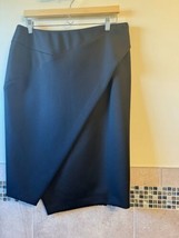 DONNA KARAN Black Label Black Scuba Fabric Mock Wrap Skirt SZ L NWOT - $148.50