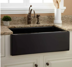 New Black 30&quot; Risinger Fireclay Farmhouse Sink by Signature Hardware - £471.77 GBP