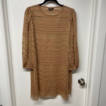 Misook Women Jacquard Stripe Balloon Sleeve Sweater Tunic Dress Side Slit Medium - £42.90 GBP