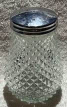 Vintage Clear Glass Diamond Cut Bell Shaped Salt Shaker Metal Top 4.5&quot; Tall - $9.90