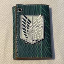 Attack On Titan Trifold Faux Leather Wallet Metal Emblem Green 4”x3” - $19.79