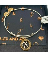 NEW Alex and Ani INITIAL X Two Tone Charm Bangle Bracelet NWT &amp; CARD - £13.08 GBP