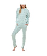 Womens Super Soft Hoodie Pajama 2 Pc Set Green Stripe Medium ROUDELAIN $... - £14.36 GBP
