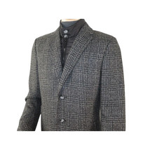 Men RENOIR Wool Blend Charcoal Gray English Plaid 3/4 Length Coat 43-18-095 image 3