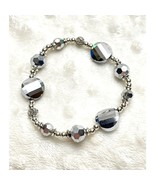 Silvertone Glass &amp; Acrylic Beaded 7 1/2&quot; Stretch Bracelet-NEW - €9,29 EUR