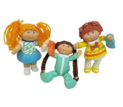 3 Vintage 1983 Baby Cabbage Patch Kids 3 Girl Poseable Pvc Toy 1 W/ Baby Doll - £26.57 GBP