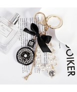 Pearl Luxury Keychain Crystal Perfume Bottle Pendant Car Wallet Handbag ... - £14.32 GBP