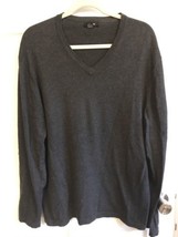 ALFANI Regular Fit XL Mens Long Sleeve Gray Sweater V Neck Shirt Top Cotton - $9.89