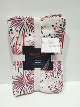 4pc Nautica Patriotic Americana 4th Of July Fireworks Blue Red Cloth Nap... - $25.99