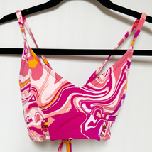 Jessica Simpson Womens Good Cropped Bikini Swim Top Pink Swirl Small - £17.40 GBP