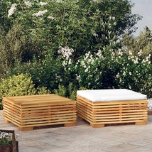  Garden Lounge Set Cream Solid teak wood, polyester Medium - $352.49