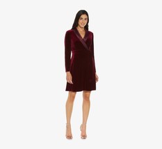 Adrianna Papell Satin-Trimmed Velvet Tuxedo Dress Burgundy Size 2 $149 - £61.28 GBP