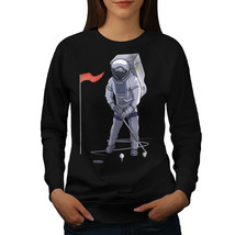 Wellcoda Space Golf Moon Womens Sweatshirt, Astronaut Casual Pullover Jumper - £25.76 GBP+
