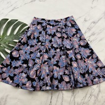Forever 21 A-Line Skirt Size L Black Purple Floral Circle Full Retro Pull On - £13.52 GBP
