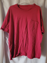 Men's Unbranded Solid Red T-Shirt Well Worn Holes Spots Loose Pocket Casual - $9.99