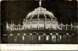 Vtg Postcard 1906 UDB Salt Lake City Utah UT Salt Palace At Night O12 - £2.77 GBP
