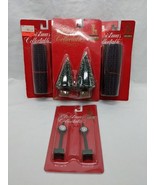 Lot Of (4) Christmas Collectable Village Trees Brick Road Clock Decorations - $31.19