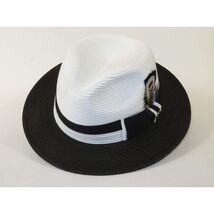 Men's Bruno Capelo 2-Tone Braided Straw Fedora Hat Main Street MS470 White/Black image 2