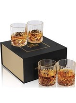 KANARS Whiskey Glasses Set of 4 Old Fashioned Cocktail Scotch Tumbler Cups 10 Oz - £15.89 GBP