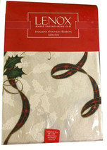 Lenox Tablecloth Christmas Holiday Nouveau Ribbon Tartan Holly 60x84 Rectangle - £63.60 GBP