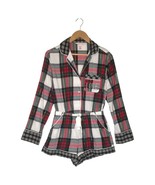 Victorias Secret Romper PJs Womens XS Tartan Plaid Flannel Front Long Sl... - $40.60 CAD