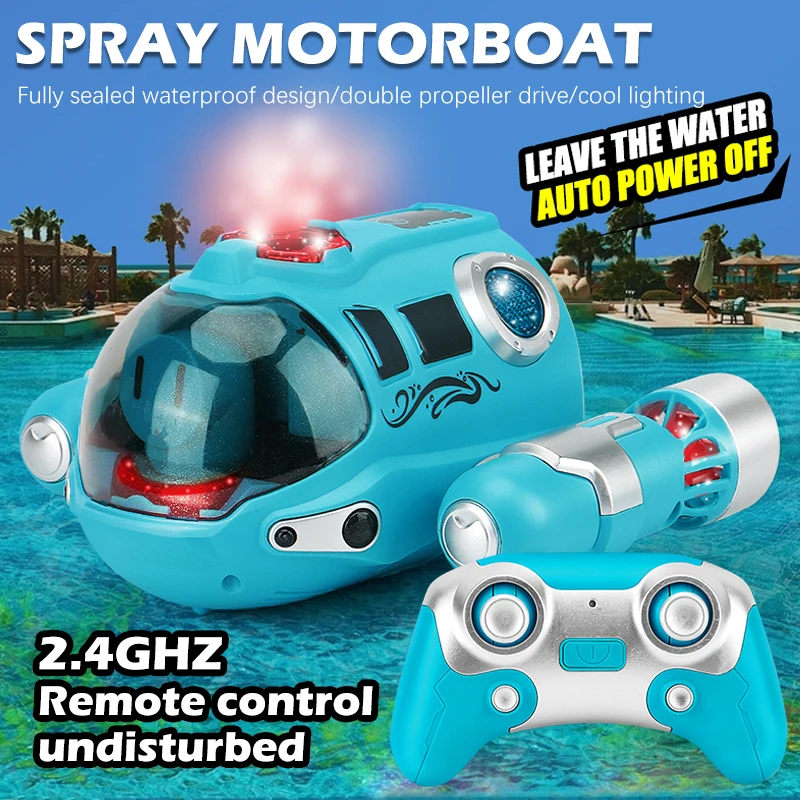 2.4GHz Rc Boat Toys For Kids Remote Control Boat Waterproof Spray Submarine - £40.42 GBP