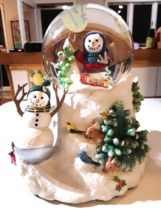 LENOX Sledding Party SNOWMAN SNOW GLOBE FIGURINE - £39.56 GBP