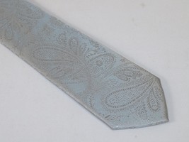 Mens Narrow Tie/Hankie Set Woven Vito Rofolo VTR-104 Silver Gray Paisley image 3