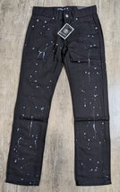 Young Rich &amp; Famous NWT Youth Size 14 Black Paint Splattered Straight Jeans AS - £10.63 GBP