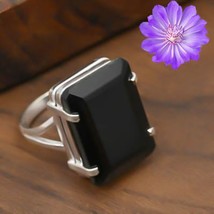Gift For Her 925 Silver Natural Black Onyx Cluster Ring Size - £5.99 GBP