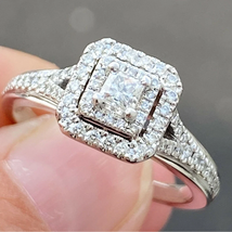 Vera Wang Love Collection Royal Princess Cut Diamond Engagement Ring in Sterling - $65.65