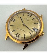 Vintage Timex Quartz Watch Men Gold Tone Classic Style Analog ~For Parts... - $26.59